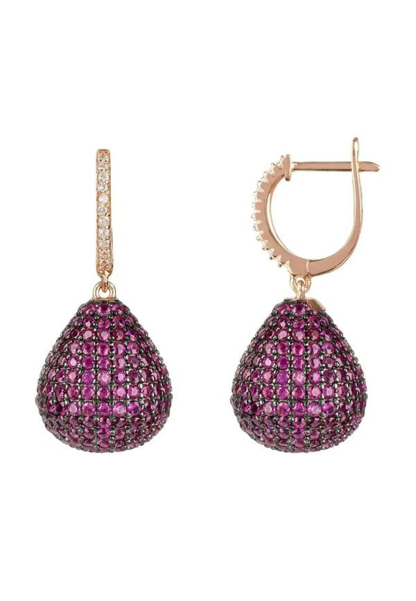 Valerie Pear Drop Gemstone Earring Rosegold Ruby - LATELITA Earrings