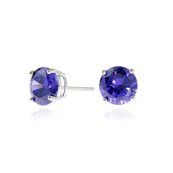 Cachet London Lana 8mm Silver Violet Earrings