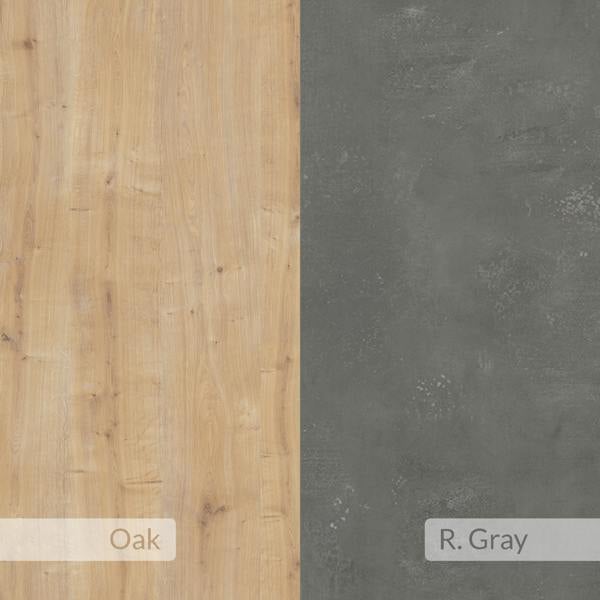Decortie Modern Livy Wall-Mounted Hanger Oak Retro Grey Engineered Wood Geometric Shape 5 Black Metal Hook 75.2(W)x1.8(D)x45.3(H)
