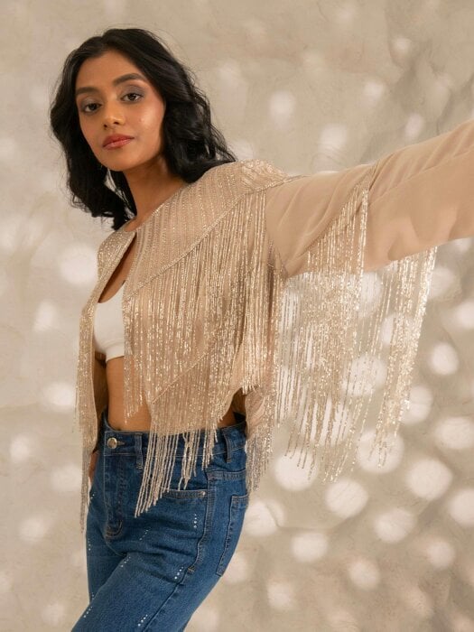 Rose & Nancy Scarlett Jacket Ivory and Soft Pearl
