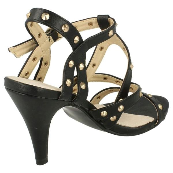 Spot On Ladies Spot On High Heel Studded Strap Sandal
