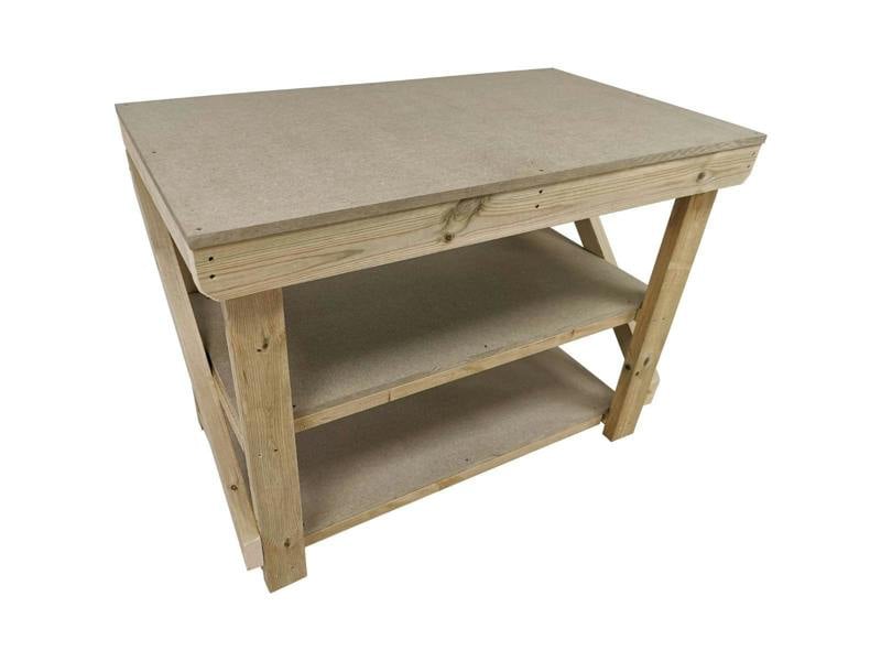 Arbor Garden Solutions Wooden Workbench 18Mm UniMdf Moisture Resistant Top With Double Shelf