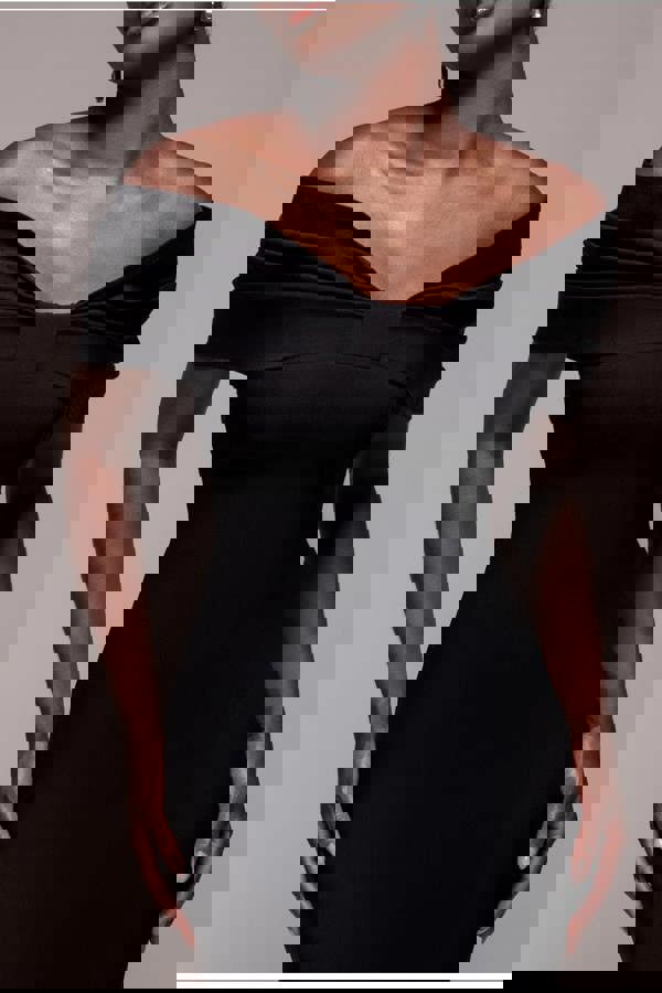 Bardot Bow Neck Maxi Dress - Black DR4809