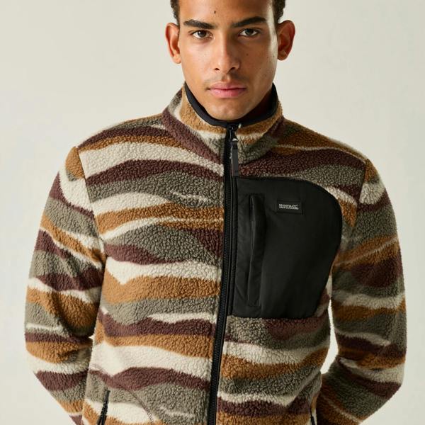 Regatta Mens Frankie Mountain Range Borg Full Zip Fleece Jacket - Coffee Grounds - 