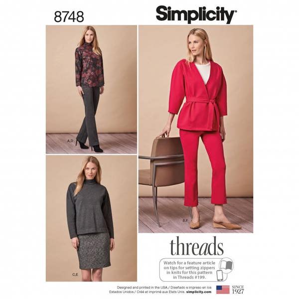Simplicity Sewing Pattern 8748, Skirts, Trousers, Tops, Jackets for Women, H5 (6-8-10-12-14) - Intermediate