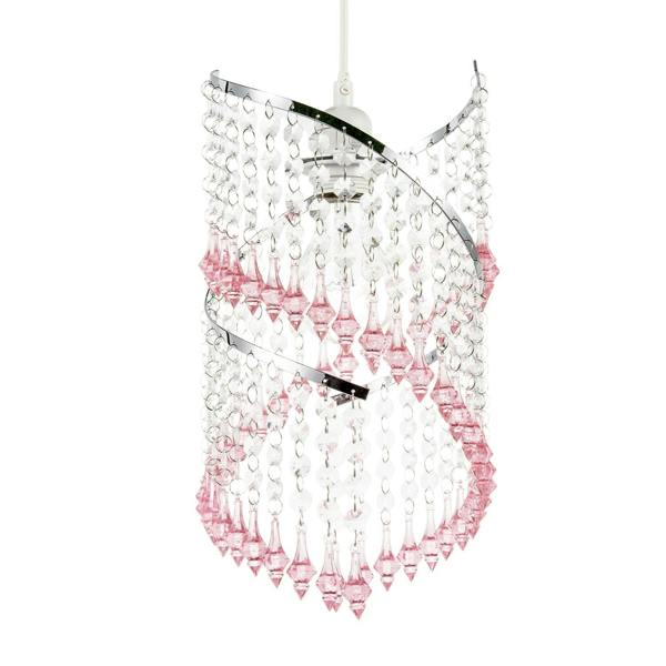 Modern Spiral Waterfall Pendant Shade with Pink and Clear Acrylic Image 4