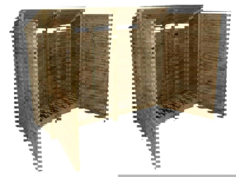 Arbor Garden Solutions Wooden Log Store (Roof Sloping Back) with Doors W-227cm, H-126cm or 180cm, D-88cm