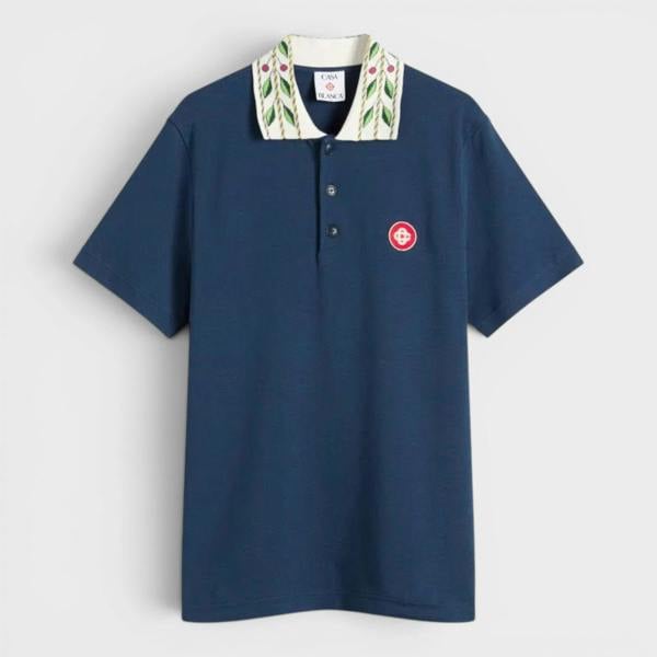 Casablanca Classic Laurel Pique Polo Navy