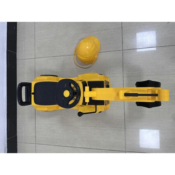 Kids Ride on Digger, Toddler Construction Toy Car with Security Helmet, Horn, Detachable Digging Arm