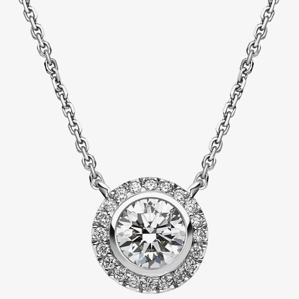 T. H. Baker 18ct White Gold 0.98ct Diamond Round Cluster Necklace 51LDH-W002