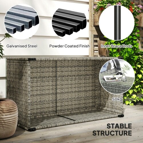 Wyld Haus Livatoli Dark Grey Rattan Rectangular Glass Top Side Table