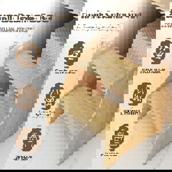 Levede Bamboo 2 Step Stool Non Slip for Potty Training Bathroom Splash Handle