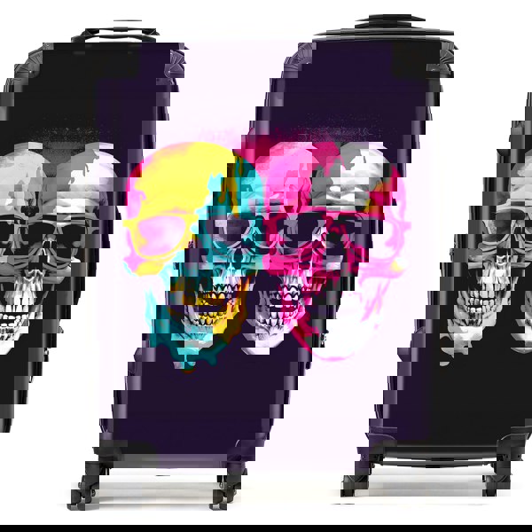 Warren Reed Pinks And Blue Happy Skeletons Suitcase