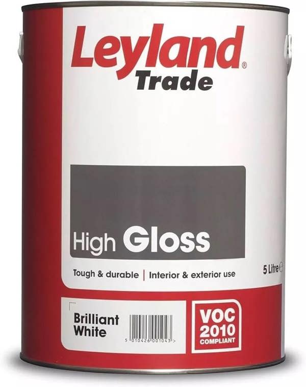Leyland Trade High Gloss Paint Brilliant White 5L Pack of 2