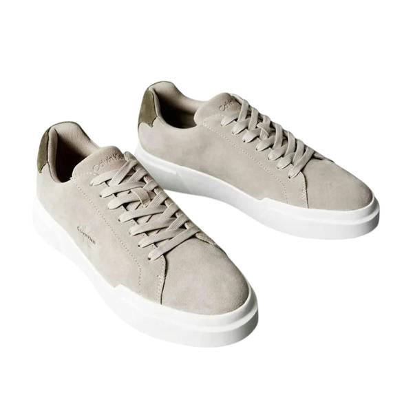 Calvin Klein Mens Suede Chunky Trainers - Taupe/White/Green - 