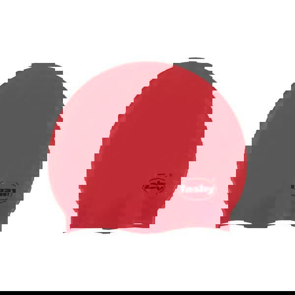 Red Fashy silicone adult swim cap with logo, reduces water resistance