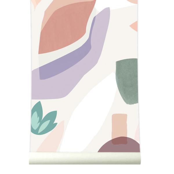 Roomblush Floral Pieces Eco 4 Lane Repeatable Wallpaper Mural 200 x 285cm, Pastel Nude