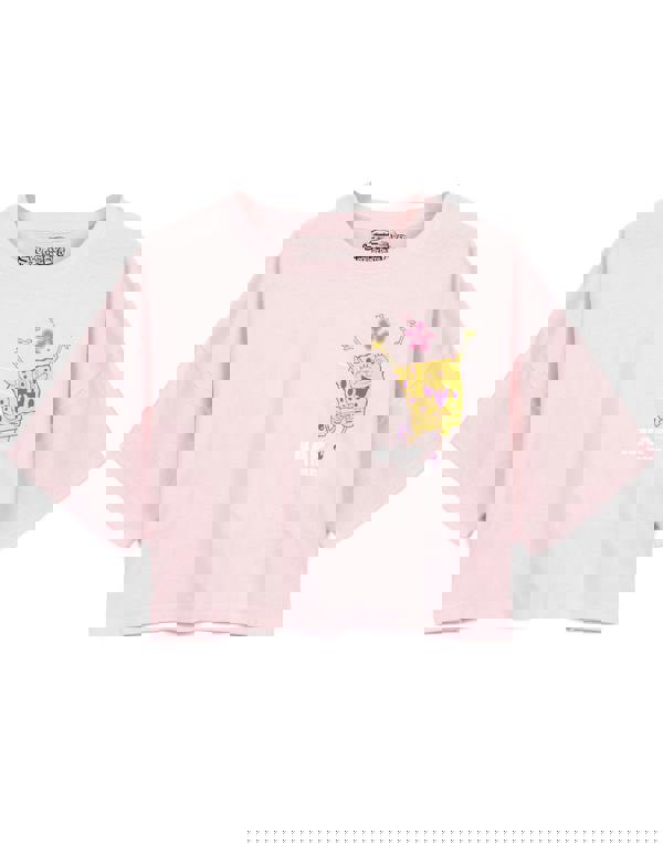 SpongeBob SquarePants Womens Pink Character Short Sleeve Long Leg Pyjama Set