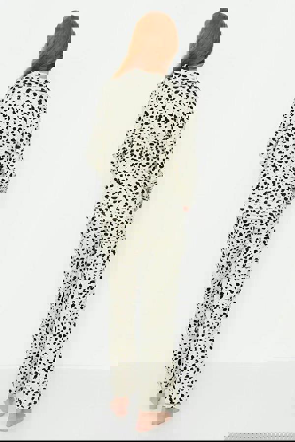 WOVCOR 2-Piece 100% Cotton Leopard Print Shirt-Pants Knit Pajama Set