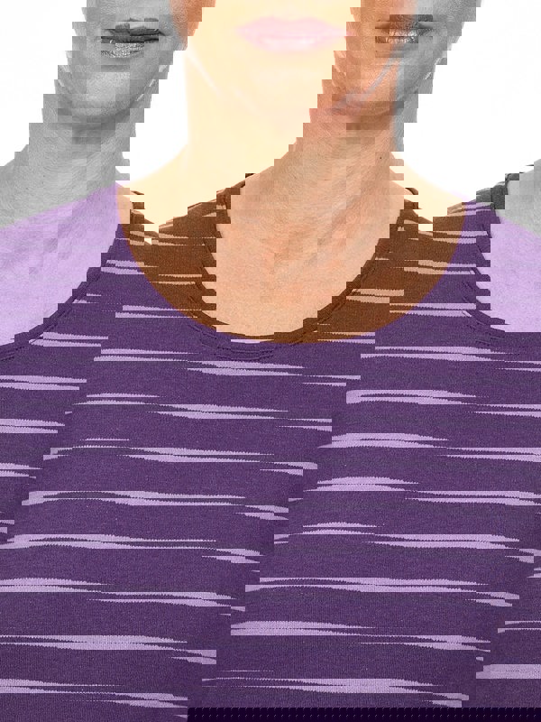 PennyPlain Round Neck Striped Top - Mulberry