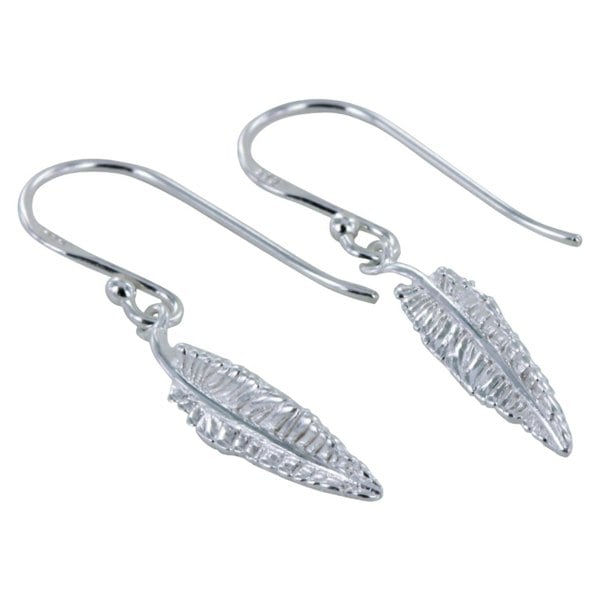 Sterling Silver Feather Drop Earrings - Reeves & Reeves