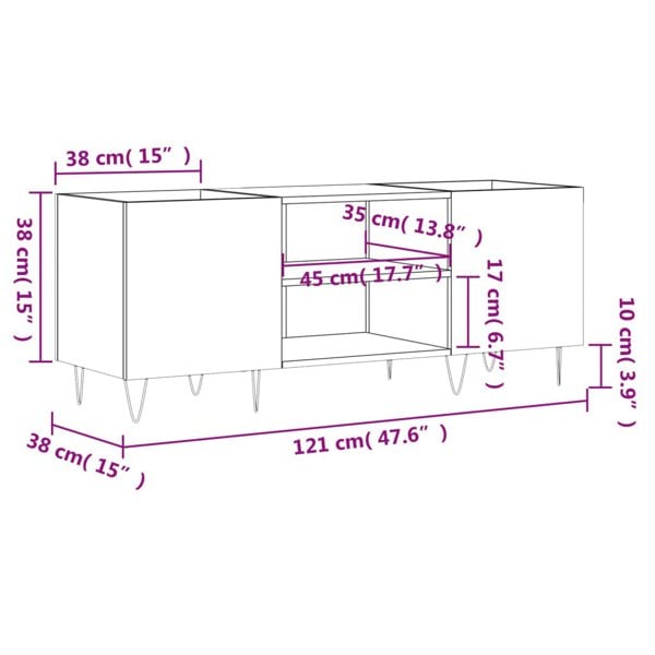 Berkfield Record Cabinet Grey Sonoma 121x38x48 cm Engineered Wood