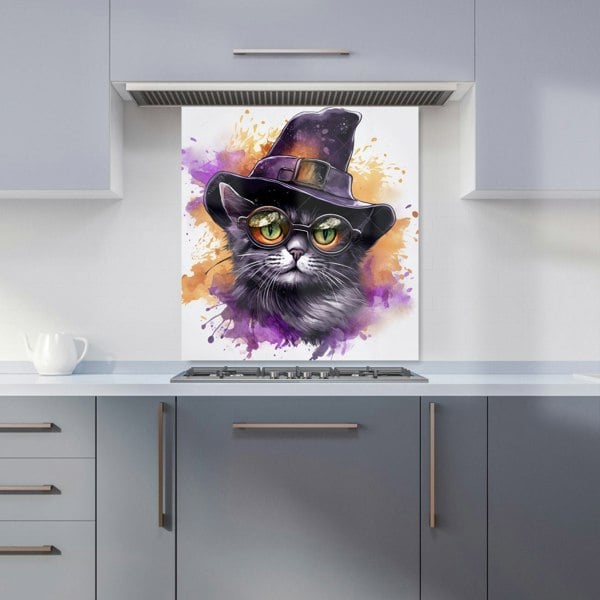 Warren Reed - Designer Splashart Longhaired Witches Cat Kitchen Splashback