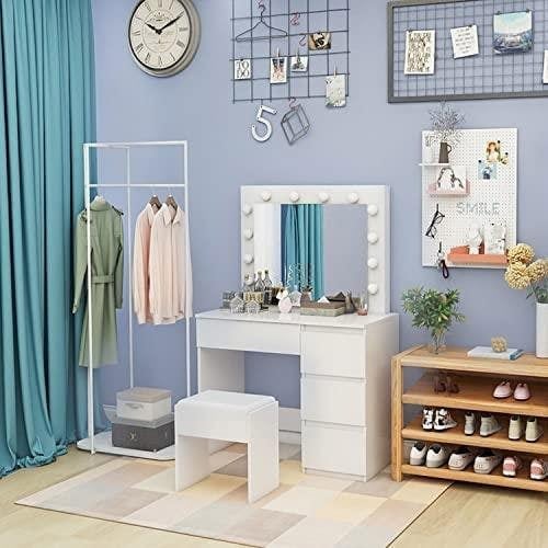 Kosy Koala Dressing Table with Mirror and Stool Makeup Vanity LED Bulbs Mirror Hollywood Table