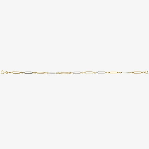 T. H. Baker 9ct Two Colour Gold 7.5 Inch Elongated Link Bracelet GB512