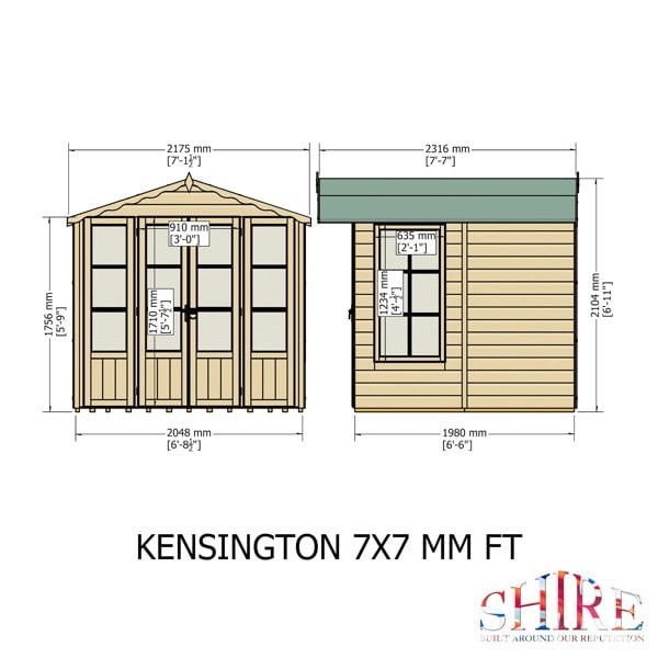 Shire 7x7 Kensington Summerhouse 12mm shiplap interlock cladding