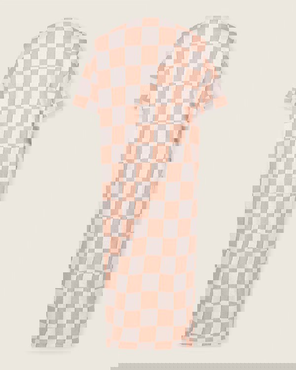 Eden Orange Bold Check Print Midi Dress- image 5