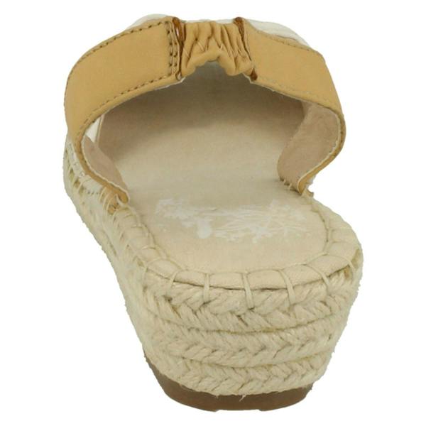 Ladies Flowers Wedge Heel Slingback Ruched Vamp Sandals