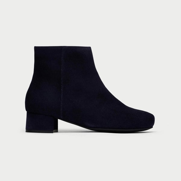 navy lexie suede boot on white background side view