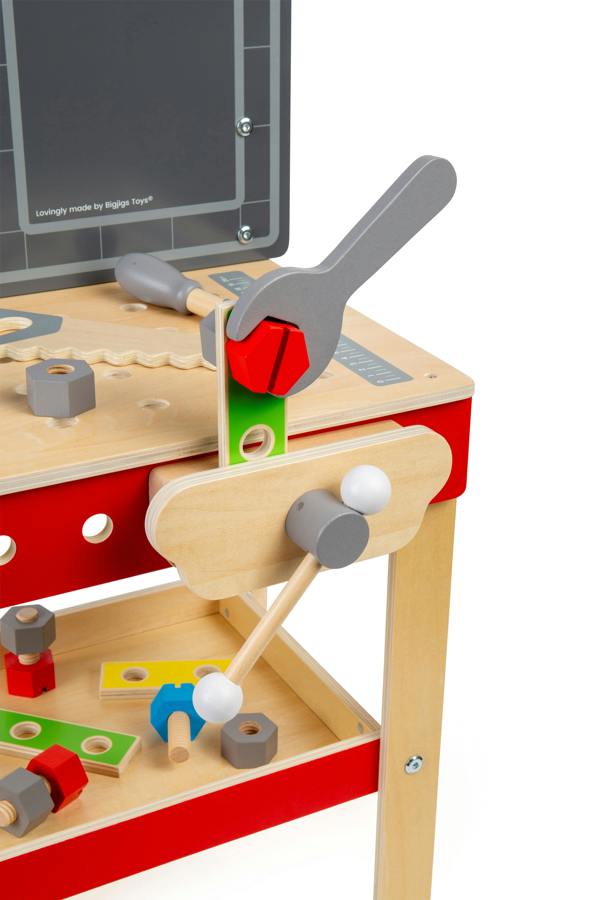Bigjigs Toys Workers' Workbench | 34pcs Wooden Construction Tool Bench