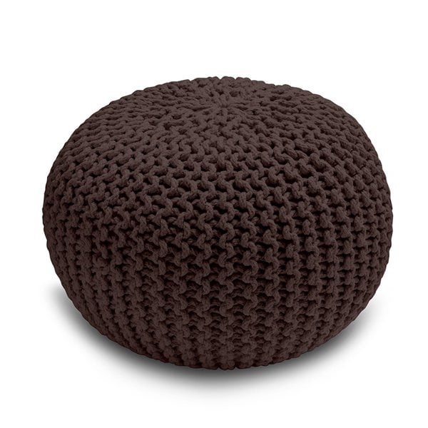 Snug City Knitted Pouffe Chunky Round Footstool Ottoman 100% Cotton