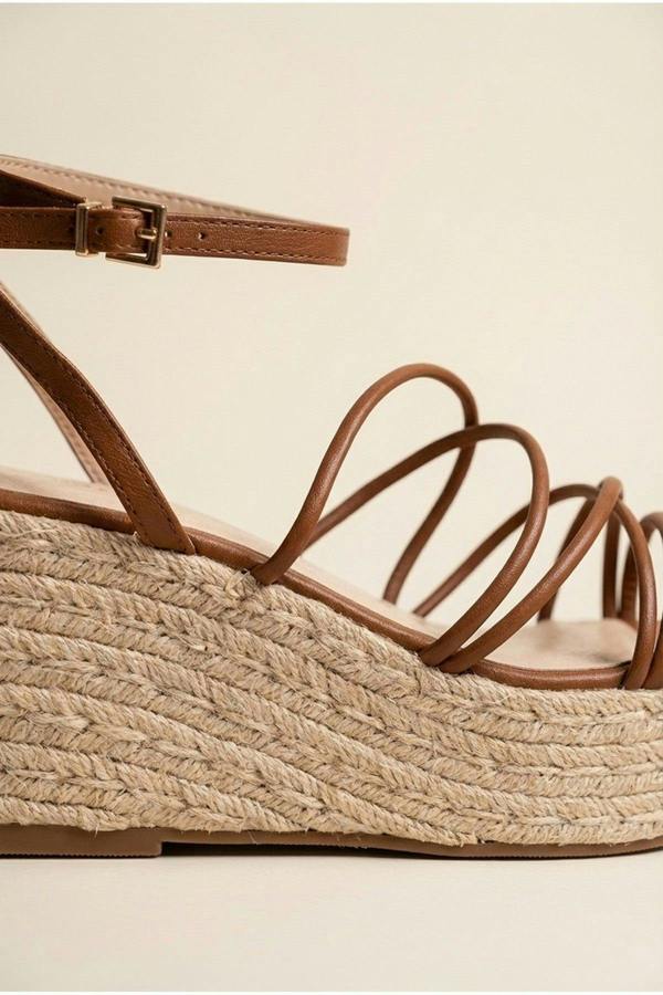 Olivia Womens Strappy Espadrille Platform Sandals - TAN