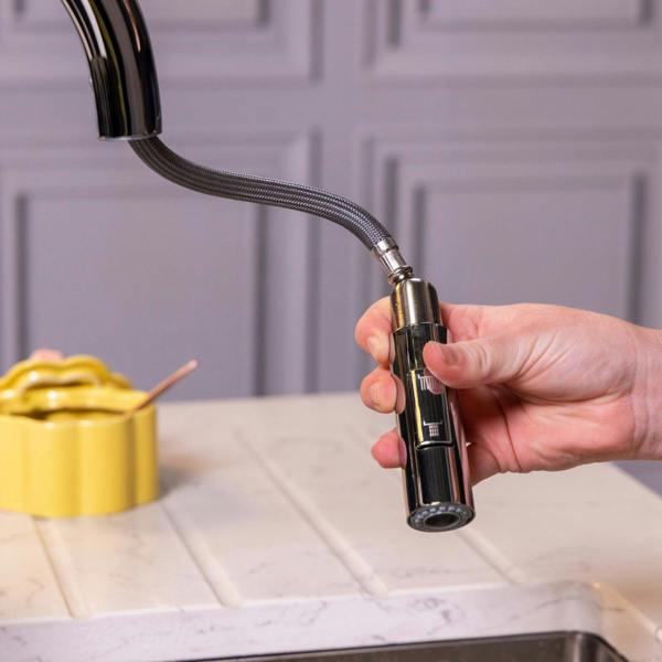 Flode Runda | Kitchen Sink Mixer with Pull out Spray | Chrome | Square Head