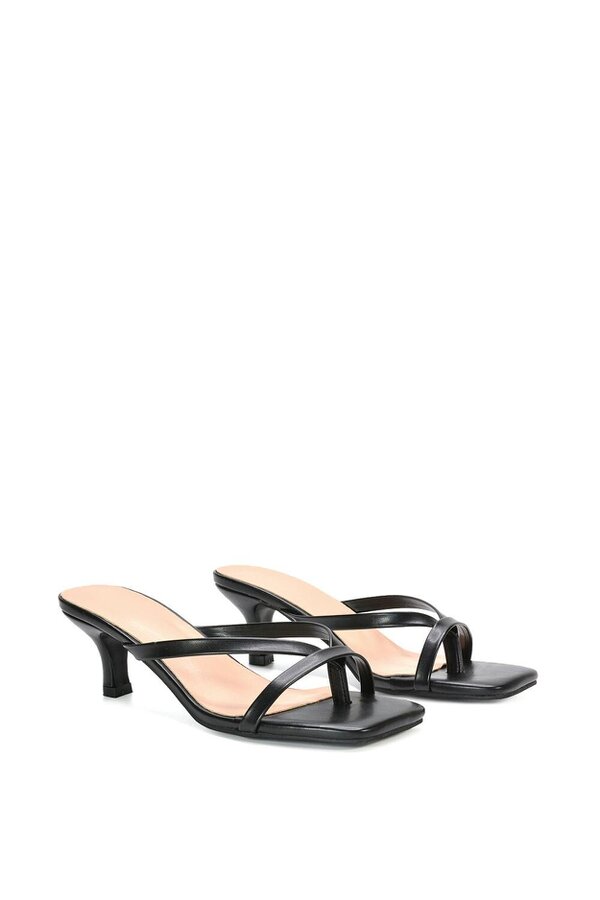 XY LONDON Kitten Heel Sandal Mules With Toe Post