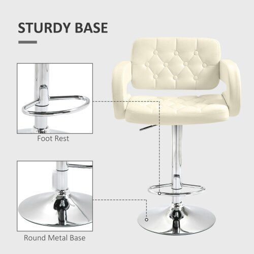 Wyld Haus Senoke Faux Leather White Adjustable Swivel Bar Stools Set Of 2 With Back And Arm Support
