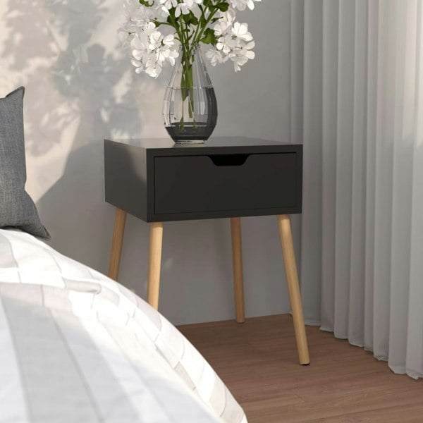 Berkfield Bedside Cabinet High Gloss Black 40x40x56 cm Engineered Wood