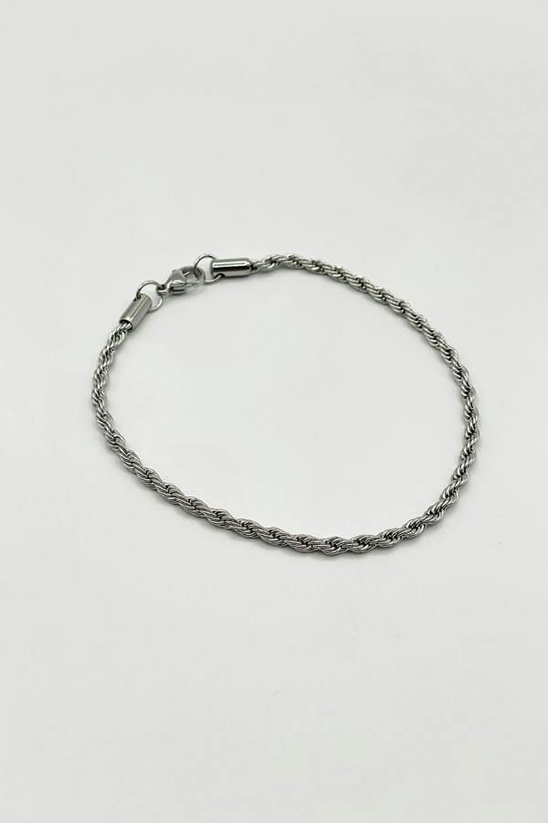 SVNX Rope Chain Necklace & Bracelet Set in Silver