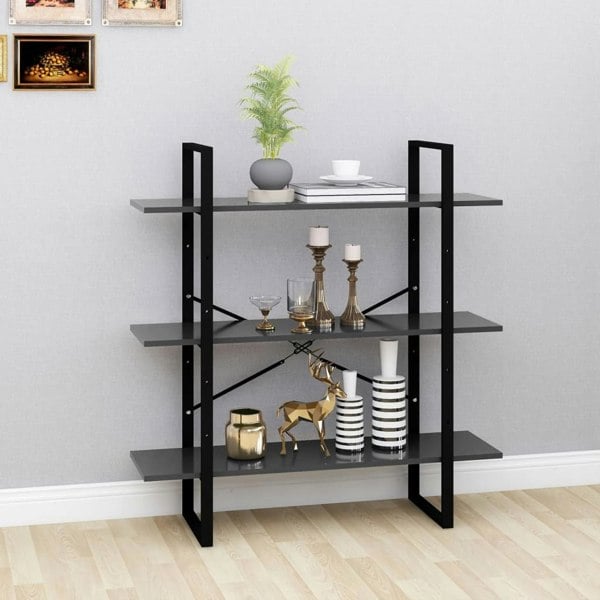 Berkfield Book Cabinet Grey 100x30x105 cm Engineered Wood
