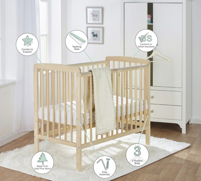 Kinder Valley Sydney Compact Cot Natural with Kinder Flow Mattress