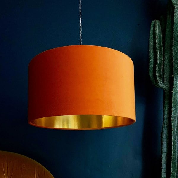 Love Frankie Rust Velvet Lampshade With Gold Lining