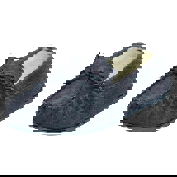 Eastern Counties Leather Unisex Wool-blend Hard Sole Moccasins - Navy