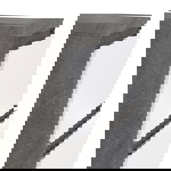 Furniture To Go Naia Narrow Chest of 5 Drawers in Concrete and White High Gloss