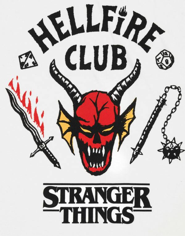 Stranger Things Unisex Kids White Hellfire Club Logo Print Short Sleeved T-Shirt