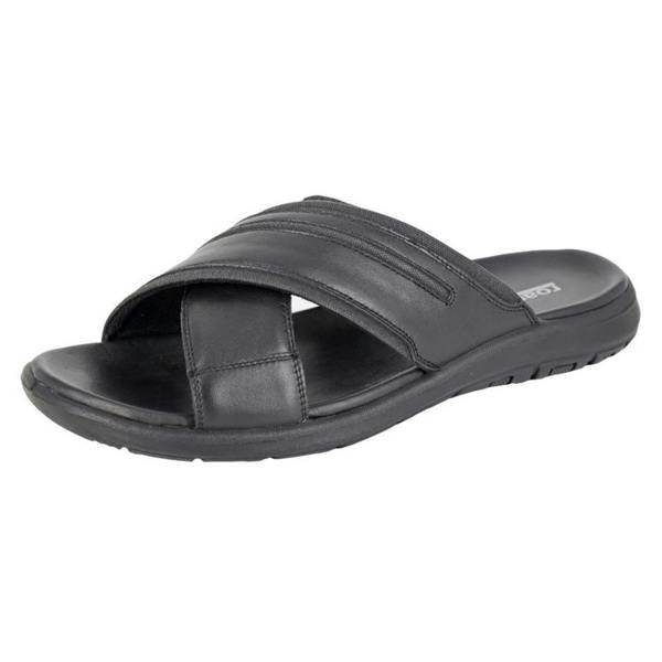 Roamers Mens Nubuck Crossover Strap Mules - Black - 