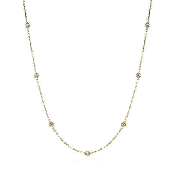 namana Long Gold Chain Necklace with Stones