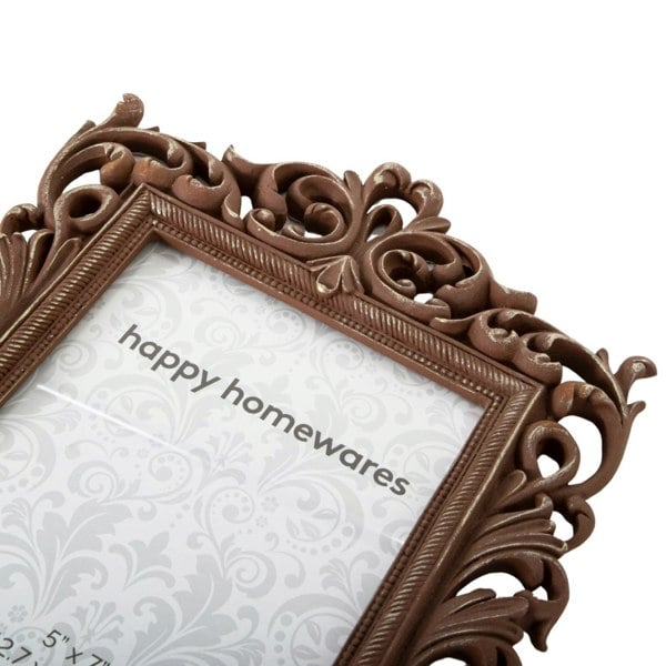 Traditional Aged Bronze Floral Scrollwork 5x7 Photo Frame with Brushed Gold Trim Image 4